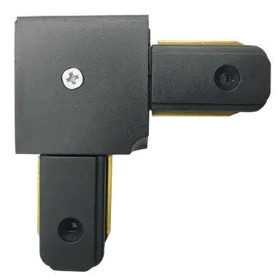 Conector colt pentru sina, 2 pini, negru