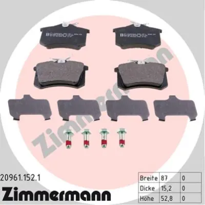Set placute frana, frana disc ZIMMERMANN 20961.152.1