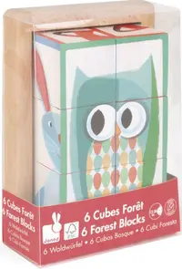 Cubulete in cutie din lemn Janod - Animale de padure