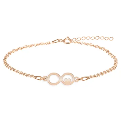 Amour - Bratara personalizata infinit si inimioara din argint 925 placat cu aur roz