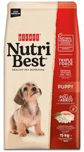 Hrana Uscata Caini Premium, NutriBest Puppy, Pui si Orez, 15 kg