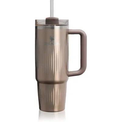 Stanley Quencher H2.O FlowState™ Fluted Tumbler pahar din oțel inoxidabil cu pai medium Pale Gold Shine 1 buc