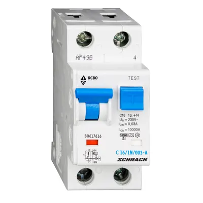 Intreruptor automat+diferential, C16/30mA, 10kA, tip A, 1P+N