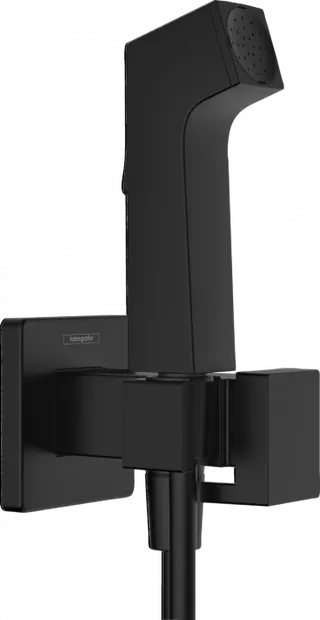 Dus igienic cu para , suport si furtun 125 cm, negru mat Hansgrohe E Smart