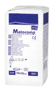 Comprese nesterile tifon 8 straturi 17 fire 7.5x7.5cm, 100 bucati, Matopat