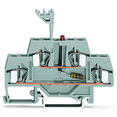 Component terminal block; double-deck; LED (red); 24 VDC; for DIN-rail 35 x 15 and 35 x 7.5; 4 mm²; CAGE CLAMP®; 4,00 mm²; gray