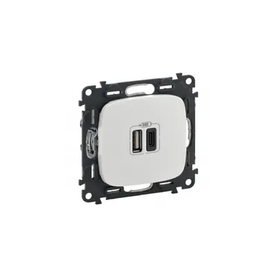 Double USB Type C + Type A charging prizas Valena In'matic - alb Valena Allure