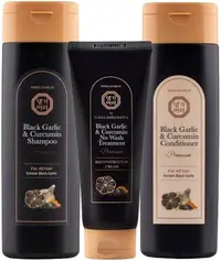 Doorі Black Garlic & Curcumin Set - Șampon, Balsam și Reconstrucător, 3 x 200 ml