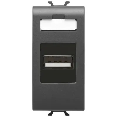 Priza USB 1 modul Gewiss Chorus GW12459, negru satin