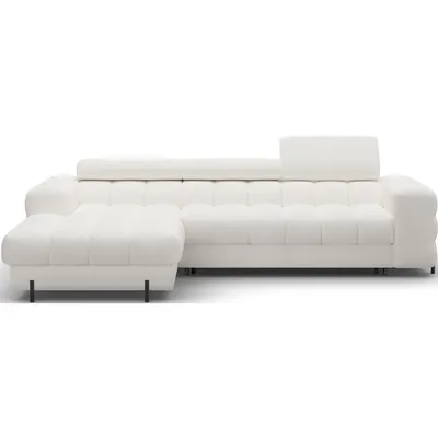 Colțar crem extensibil/cu spațiu de depozitare cu tapițerie din țesătură bouclé (cu colț pe partea stângă/cu șezlong) Felro – ELTAP
