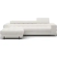 Colțar crem extensibil/cu spațiu de depozitare cu tapițerie din țesătură bouclé (cu colț pe partea stângă/cu șezlong) Felro – ELTAP