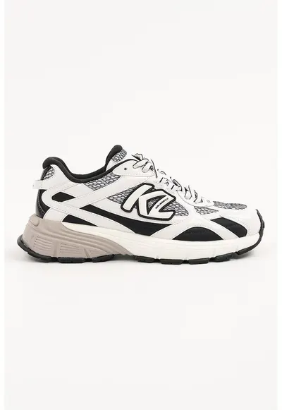 Pantofi sport din piele si plasa Orion - Alb/Negru