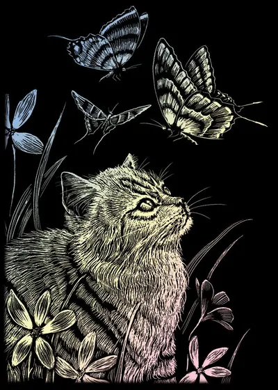 Set de gravură holografică Royal - Pisoi, 13 x 18 cm