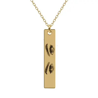 Eyes - Colier personalizat cu fotografia ochilor si tablita din argint 925 placat cu aur galben 24K