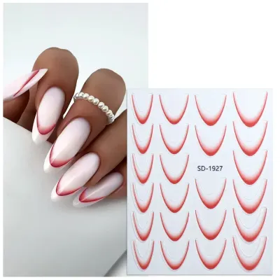 Abtibilduri unghii french Marquise, STICKER62, Rosu