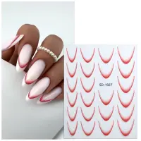 Abtibilduri unghii french Marquise, STICKER62, Rosu