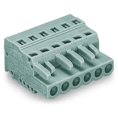 1-conductor female plug; with integrated end plate; 2.5 mm²; Pin spacing 5 mm; 7-pole; 2,50 mm²; gray