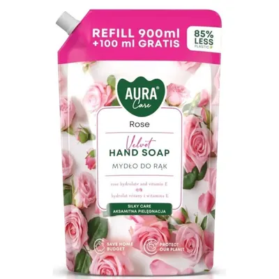 Sapun de Maini Rezerva, Trandafir, Aura Care, 900+100 ml