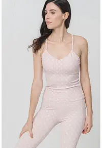 Colanti cu model monograma - Roz pastel/Alb murdar