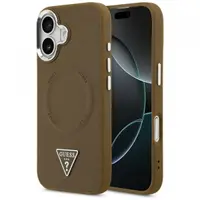 Husa MagSafe pentru Apple iPhone 17, Guess, Triangle Logo, Maro Argintie