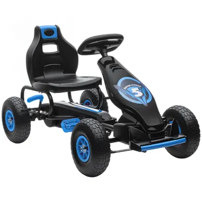 Homcom Go Kart Pedale Copii – Scaun Reglabil, Roti & Frana de Mana