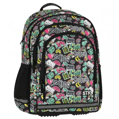 Ghiozdan pentru scoala cu un compartiment si buzunare frontale, Starpak, Cool School