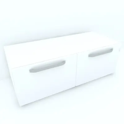 Armonia Comoda alba cu 2 sertare cu manere fronturi MDF Alb Mat