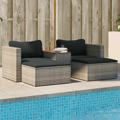 vidaXL Set canapea de grădină cu perne, 5 piese, poliratan/lemn acacia