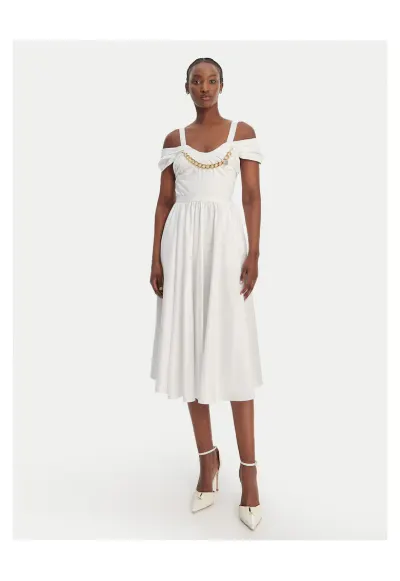 Rochie cocktail Femei - Alb - Bumbac - Fermoar