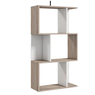 Biblioteca de perete, 3 rafturi, 60x24x111.4cm, alba HOMCOM | Aosom Romania