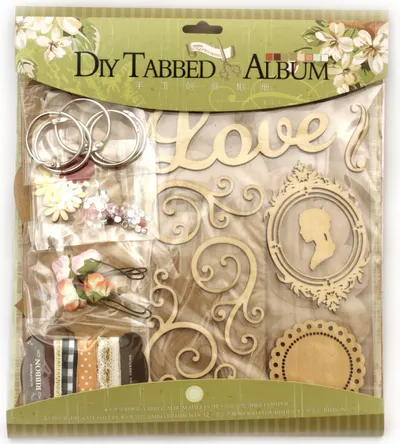 Kit de album creativ Em Art - Love (10 Coli, 12 motive din lemn )