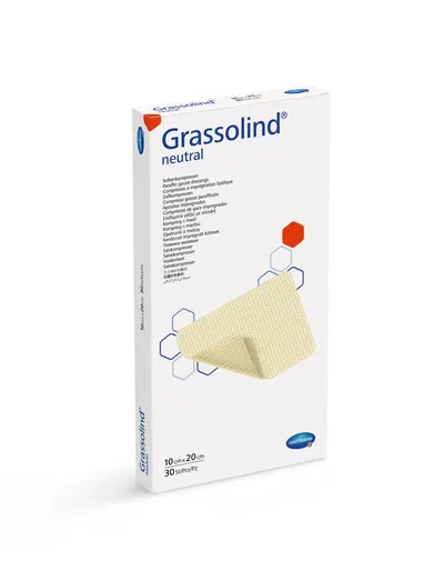 Grassolind Neutral – Comprese sterile cu unguent, 10 x 20 cm, 30 bucati – Hartmann