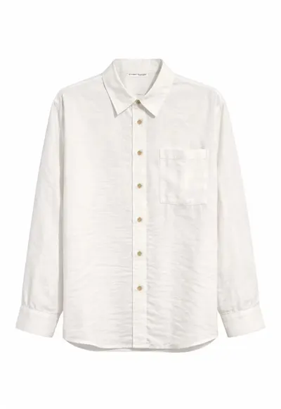 Camasa Relaxed Fit - lunga - ivory - 90% modal - cu buzunar