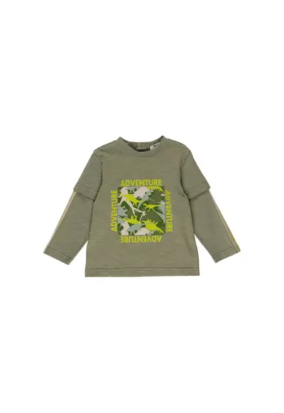 Bluza subtire cu maneca lunga - - Dino Jungle - Verde Kaki - pentru baietei - Verde