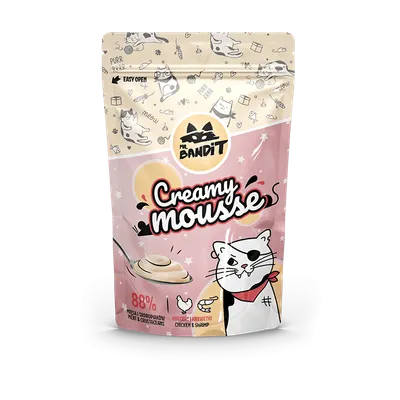 Recompense pentru pisici Mr. Bandit CAT Creamy Mousse, piept de pui si creveti, 60 g
