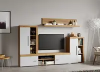 Set Mobilier Living Alb cu Stejar Auriu Sam-C15