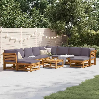 vidaXL Set mobilier grădină cu perne, 11 piese, lemn masiv acacia