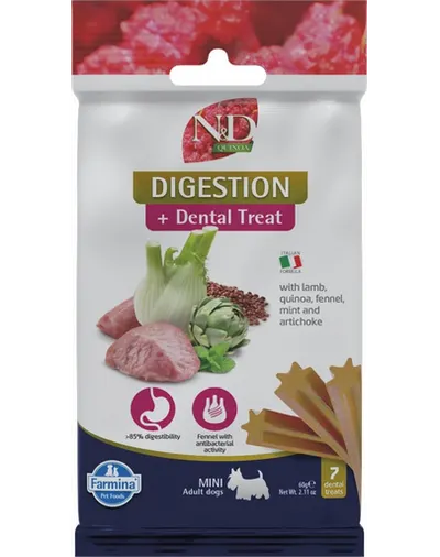 FARMINA N&D Quinoa Dental Treat Digestion Mini 60 g recompense dentare pentru caine de talie mica