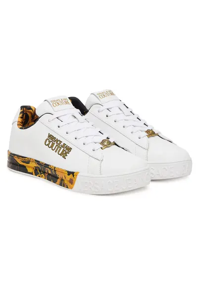 Pantofi sport low cut din piele - Alb/Auriu