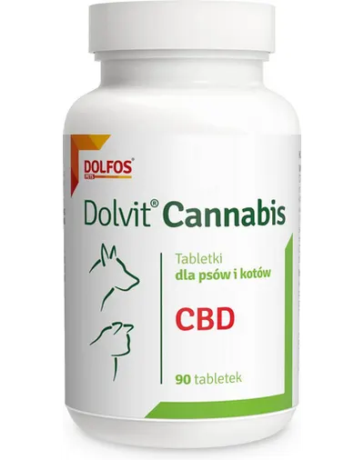 Tablete cu extract de cânepă pentru câini și pisici adulte DOLFOS Dolvit Cannabis, 90 tablete