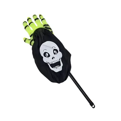 Sac de colindat, cu mâner, pentru Halloween, model mână verde și craniu, Eurowrap