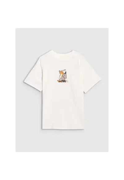 Tricou baieti JRSS25TTSHM2641-11S - 4F - Bumbac - Alb