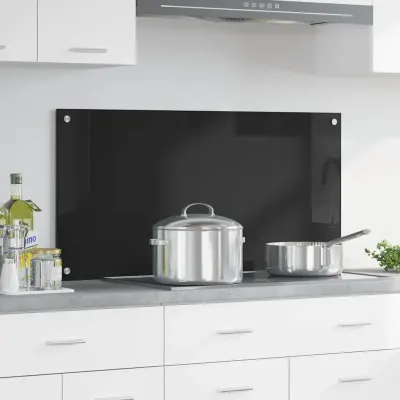 vidaXL Panou de bucătărie Negru 100 x 50 cm sticlă securizată