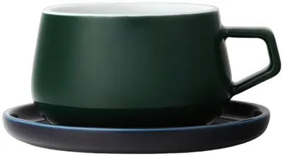 Ceașcă de ceai cu farfurioară Viva Scandinavia - Classic Pine Green, 250 ml
