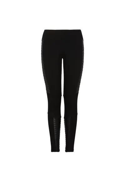 Colanti pentru Femei - w leggings mix materials - 6RTP73-TJRLZ-1200 - Negru - Negru