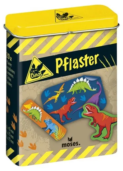 Plasturi pentru copii Moses - Dino, 20 bucăți, în cutie metalică