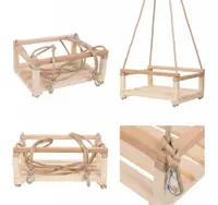 Leagan mare din lemn pentru copii Klemys Collection Natur 40x30 cm cu franghii reglabile,bara de protectie,utilizare interiorexterior