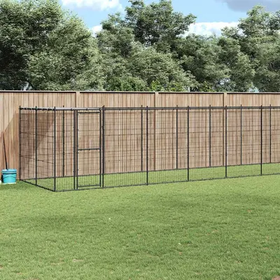 vidaXL Padoc pentru câini de exterior cu acoperiș, 21,78 m², oțel