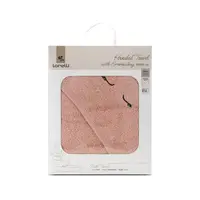 Prosop de baie cu gluga si broderie 90 x 90 cm din bumbac 0 luni+ Smoke Rose
