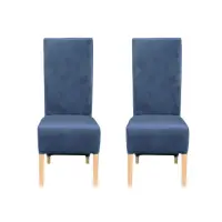 Set 2 scaune living VANESSA, picioare lemn natur, stofa albastru deschis, 47x60x110 cm